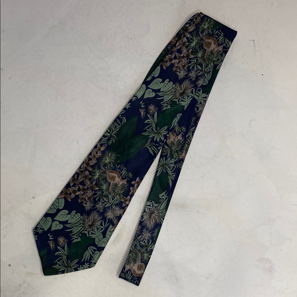 Floral Green and Brown Tie